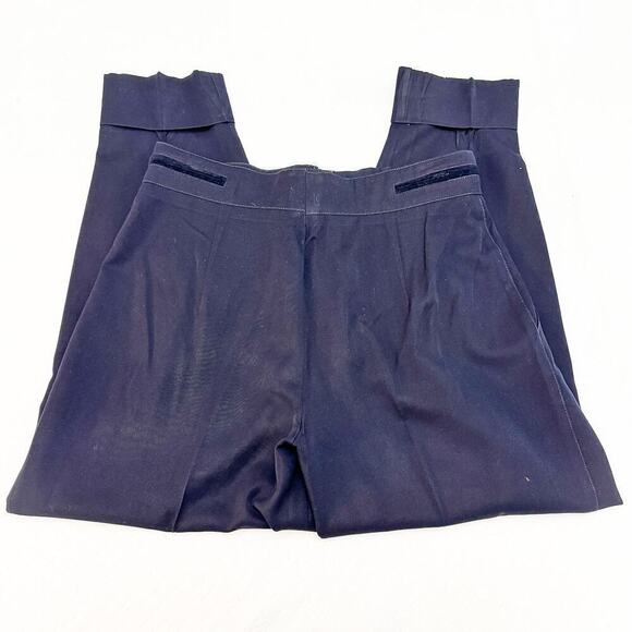 Laurel Navy Blue Pleated Gold Button High Waist Pants Wool/Silk Size 42 - Picture 8 of 9